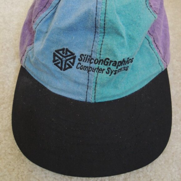 Baseball Cap One Size Multicolor +Black Silicon Graphics Collectible Vtg 90s Hat